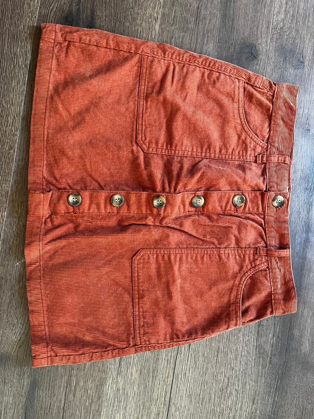 Kensie Jeans Womens 8/29 Rust Corduroy Button Front Mini Skirt 100% Cotton